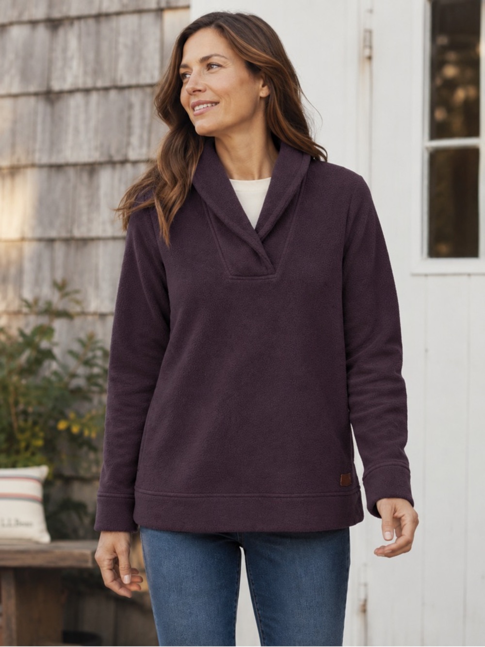 L.L. Bean Women’s Shawl Collar Fleece Pullover - Size Small